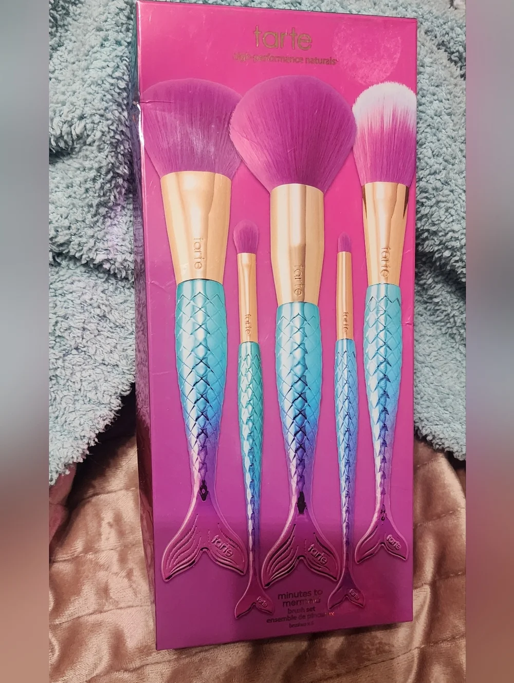 tarte Mermaid Tail Makeup Brush Set in Purple, Teal, Gold